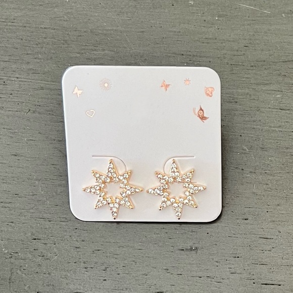 High Heels on the High Road Jewelry - Gold & Clear Rhinestone Astrological Celestial Christmas 3/4“ Star Post Earrings